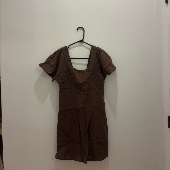 OAK + FORT Brown Square-Neck Mini Dress - Espresso Brown - Picture 4 of 8